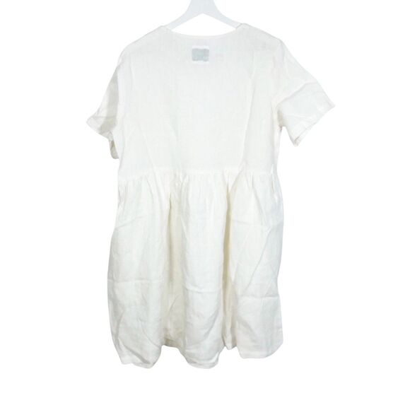 Shiny by Nature Princess 100% Linen Ivory-White Dress Pockets Womens Size Small - Picture 9 of 11